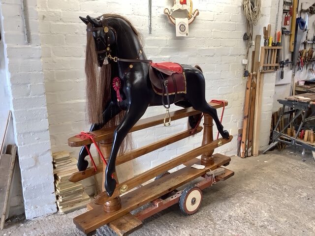 100 plus year old rocking horse brought back to life.